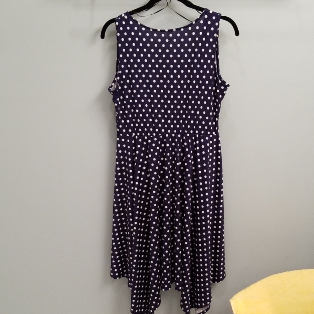 NY Collection Navy and White Polka Dot Dress in M - Picture 8 of 8